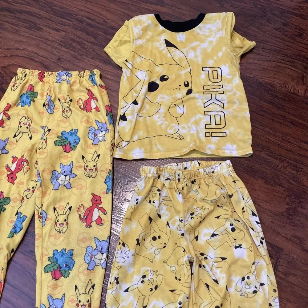 Pokemon Boys Pajamas Sizes 4-5 & 6 Yellow Pikachu